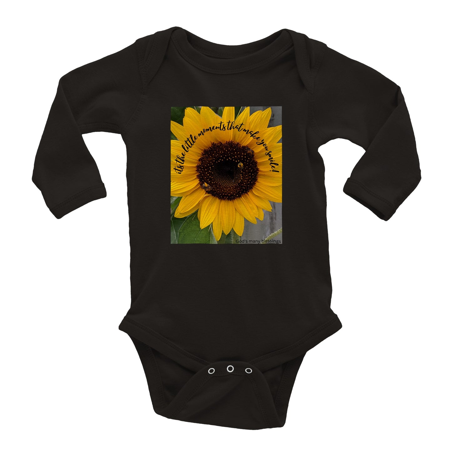 Brighten your day with a sunflower smile Classic Baby Long Sleeve Bodysuit