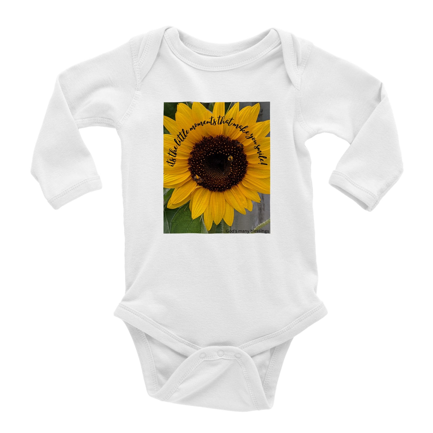 Brighten your day with a sunflower smile Classic Baby Long Sleeve Bodysuit