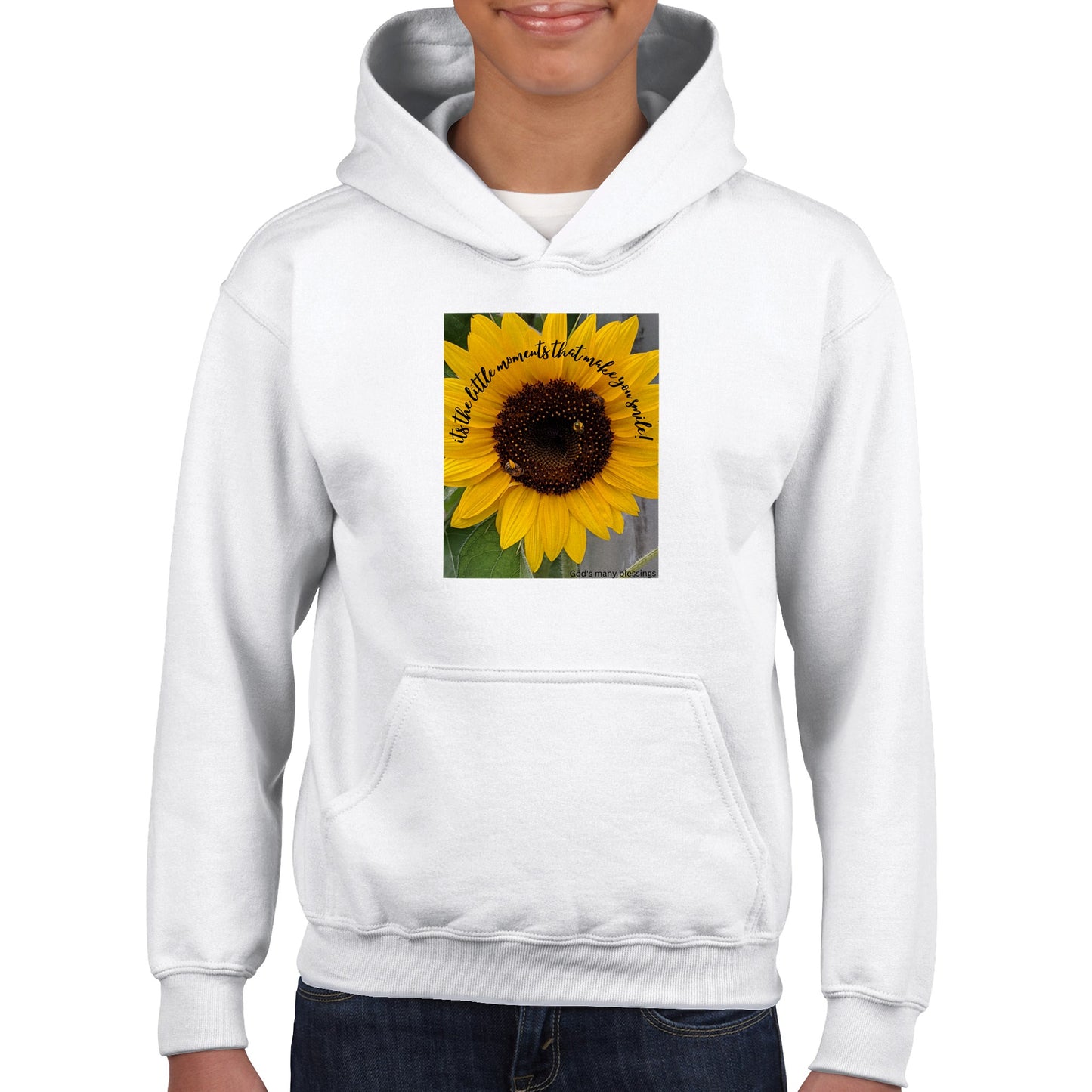 Brighten your day with a sunflower smile Classic Kids Pullover Hoodie