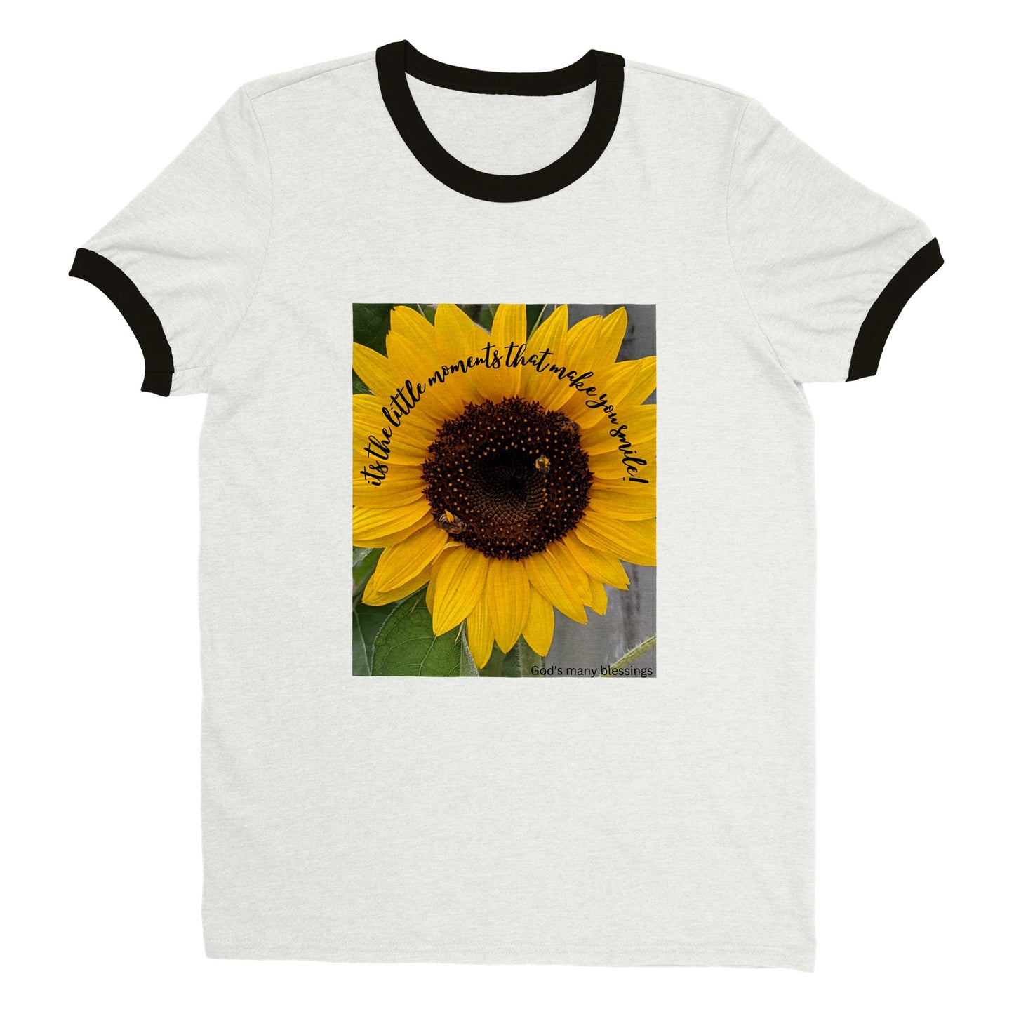 Brighten your day with a sunflower smile Women's Ringer T-shirt