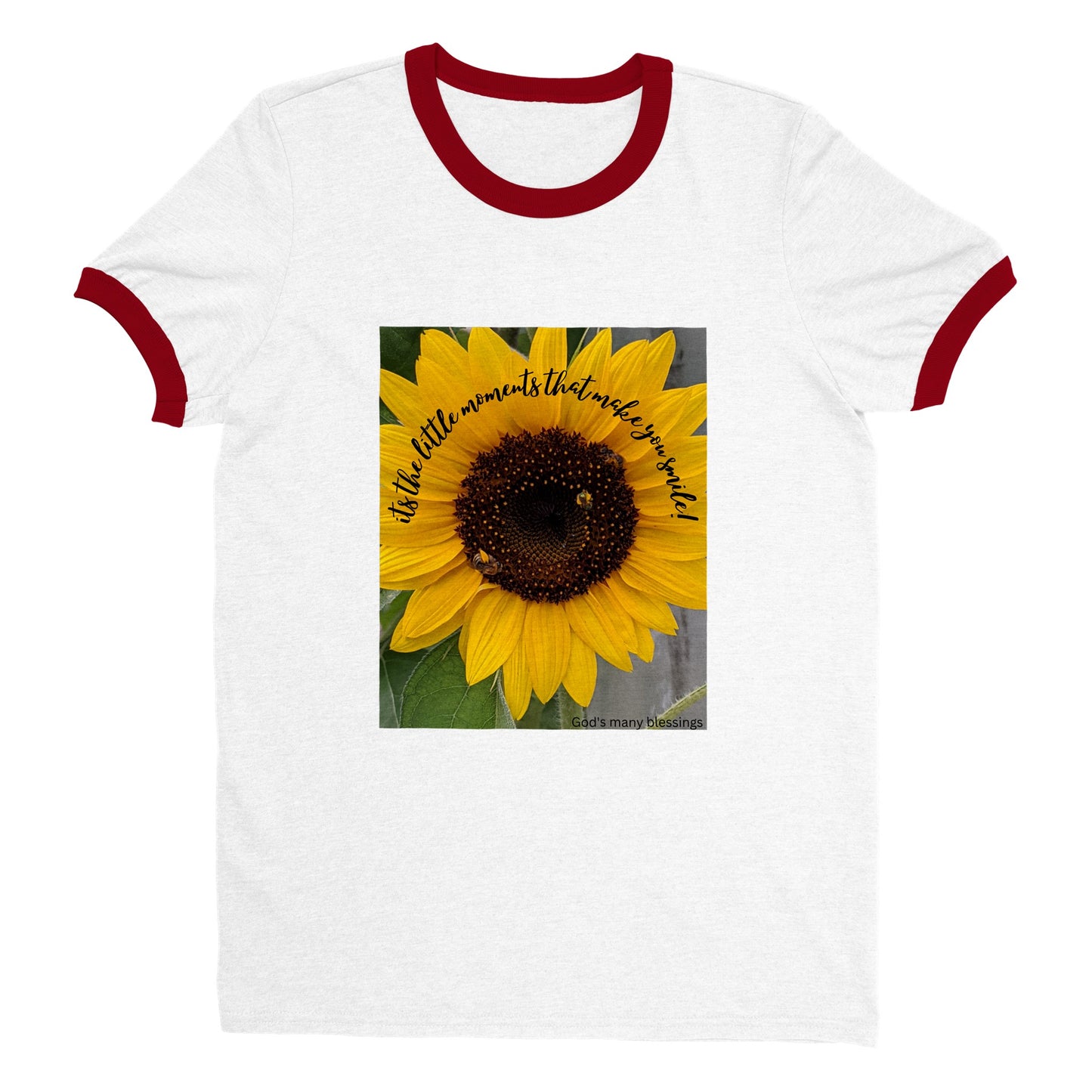 Brighten your day with a sunflower smile Women's Ringer T-shirt